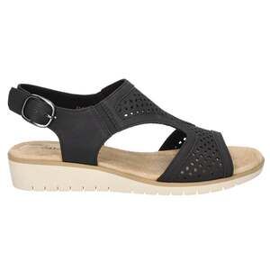 Alba Womens Buckle Faux Leather Wedge Sandals